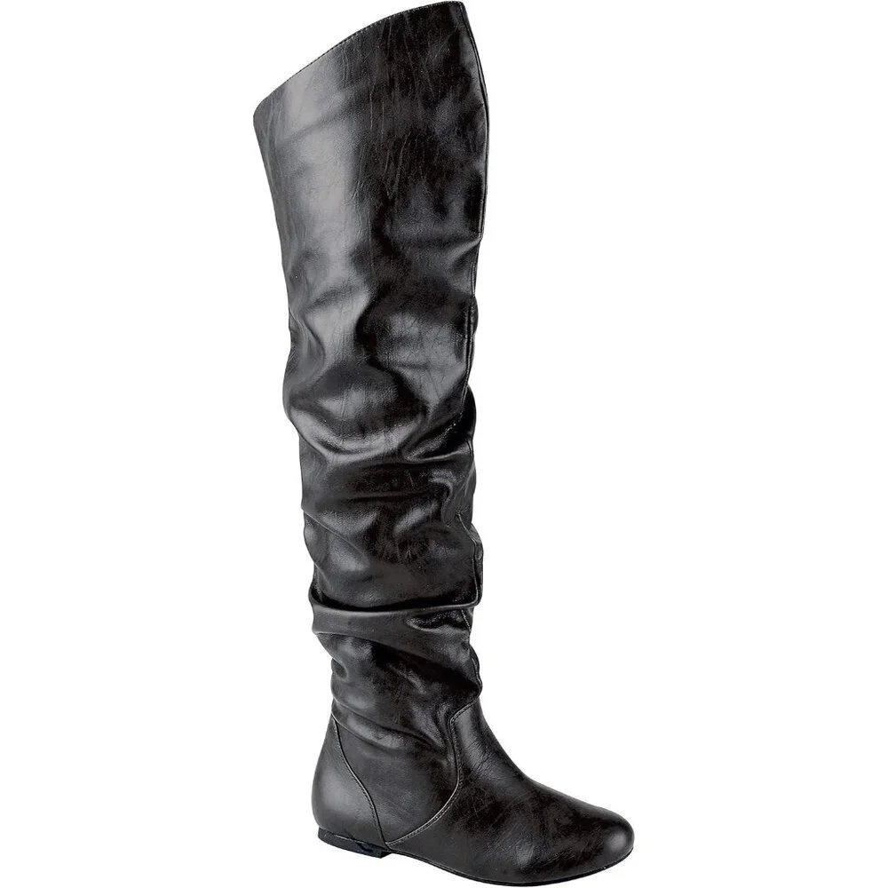 Women's Pu Black Polyurethane (PU) Knee High Pointed Toe Low Heel Western Boots